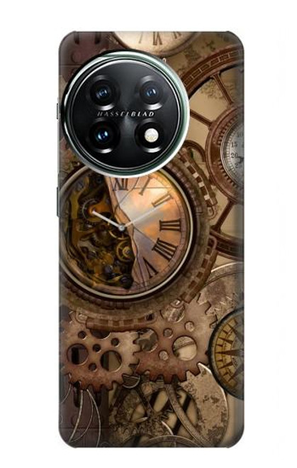 S3927 Boussole Horloge Gage Steampunk Etui Coque Housse pour OnePlus 11