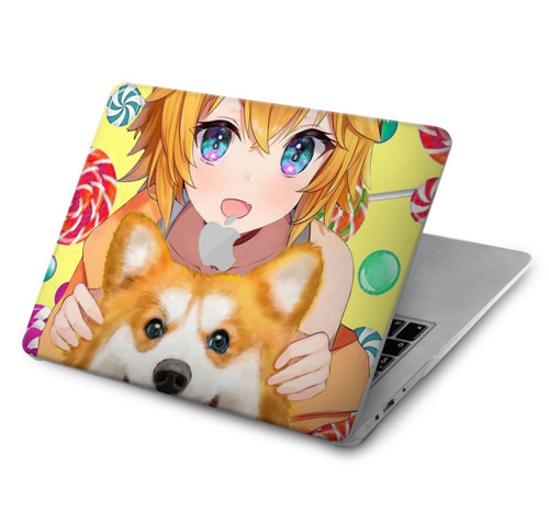 S3918 Bébé Corgi Chien Corgi Fille Bonbons Etui Coque Housse pour MacBook Air 13″ - A1932, A2179, A2337