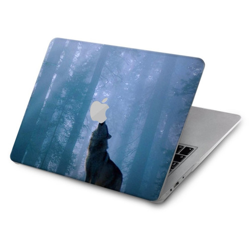 S0935 Loup Hurlant dans la forêt Etui Coque Housse pour MacBook Air 15″ (2023,2024) - A2941, A3114