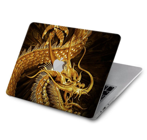 S2804 Dragon d'or imprimé chinois Etui Coque Housse pour MacBook Air 15″ (2023,2024,2025) - A2941, A3114, A3241