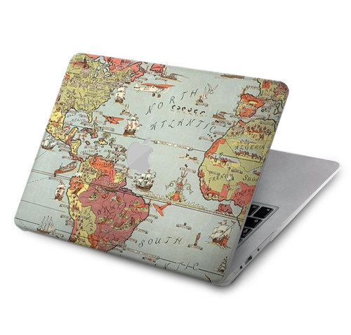 S3418 Carte du monde millésimé Etui Coque Housse pour MacBook Air 15″ (2023,2024) - A2941, A3114
