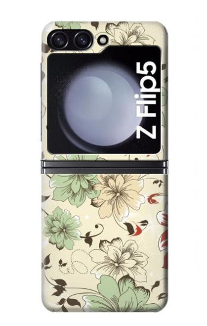 S2179 Motif Fleur Floral Art Millésime Etui Coque Housse pour Samsung Galaxy Z Flip 5