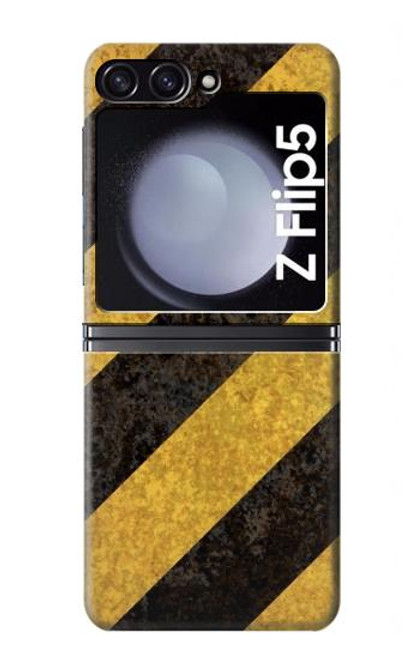 S2231 Noir et Jaune Ligne de risque rayé Etui Coque Housse pour Samsung Galaxy Z Flip 5