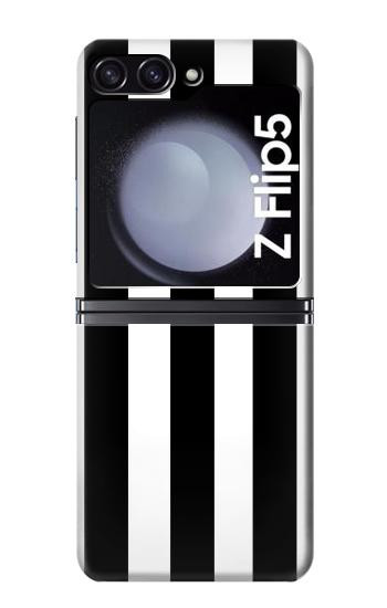 S2297 Noir et blanc rayures verticales Etui Coque Housse pour Samsung Galaxy Z Flip 5