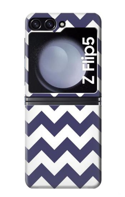 S2345 Marine Bleu Shavron Zig zag Etui Coque Housse pour Samsung Galaxy Z Flip 5
