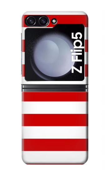 S2364 Rouge et blanc rayé Etui Coque Housse pour Samsung Galaxy Z Flip 5