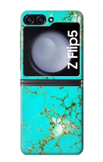 S2377 Turquoise Texture Motif imprimé Gemme Etui Coque Housse pour Samsung Galaxy Z Flip 5