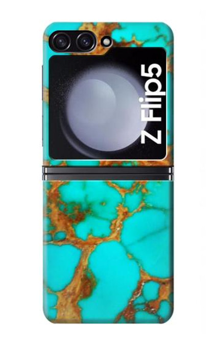 S2688 Aqua Copper Turquoise Graphic Gemme Etui Coque Housse pour Samsung Galaxy Z Flip 5