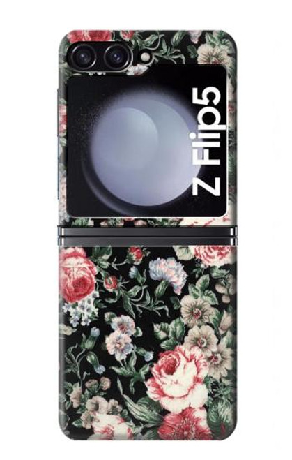 S2727 Motif Rose millésimé Etui Coque Housse pour Samsung Galaxy Z Flip 5