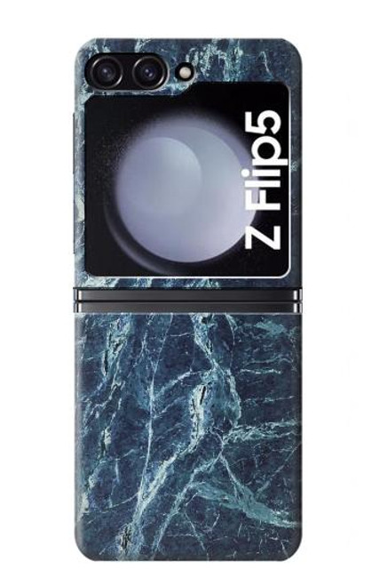S2799 Lumière Bleu Marbre Pierre Imprimé Graphique Etui Coque Housse pour Samsung Galaxy Z Flip 5