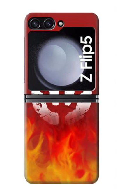 S2803 Feu Rouge Diable Lance Symbole Etui Coque Housse pour Samsung Galaxy Z Flip 5