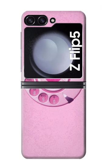 S2847 Rose Rétro téléphone Rotatif Etui Coque Housse pour Samsung Galaxy Z Flip 5