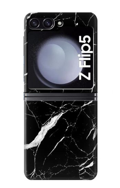 S2895 Noir Marbre imprimé graphique Etui Coque Housse pour Samsung Galaxy Z Flip 5