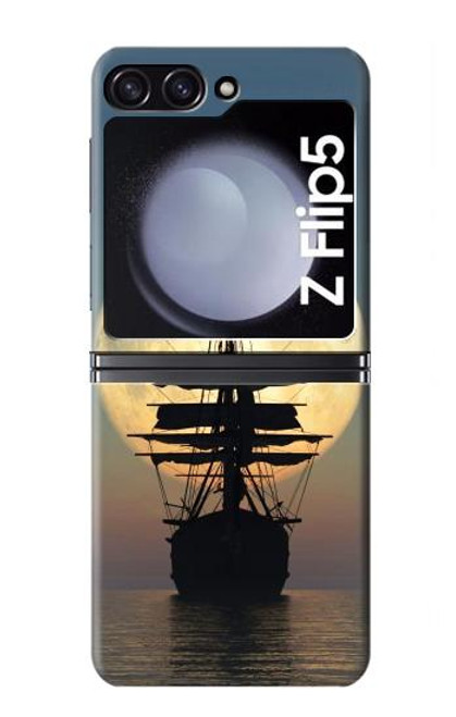 S2897 Pirate Ship Lune Nuit Etui Coque Housse pour Samsung Galaxy Z Flip 5