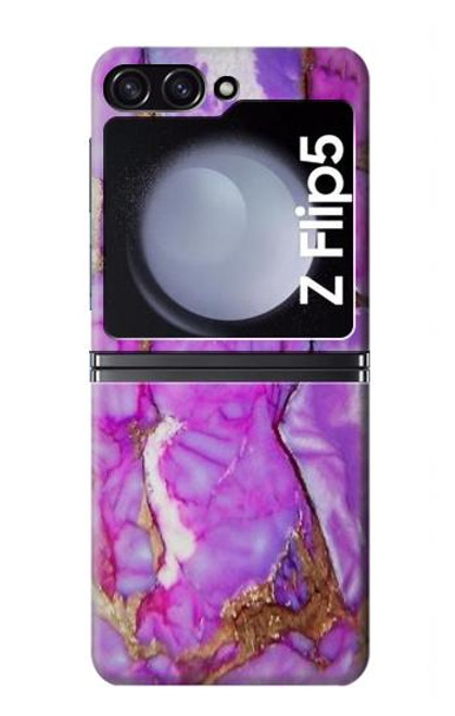 S2907 Violet Turquoise Pierre Etui Coque Housse pour Samsung Galaxy Z Flip 5