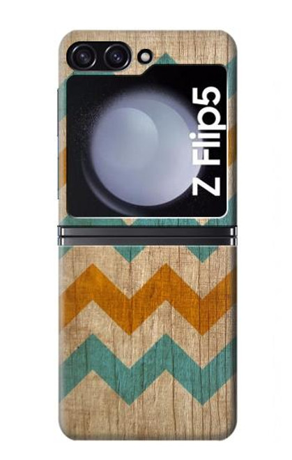 S3033 Bois Chevron Imprimé millésimé Graphic Etui Coque Housse pour Samsung Galaxy Z Flip 5