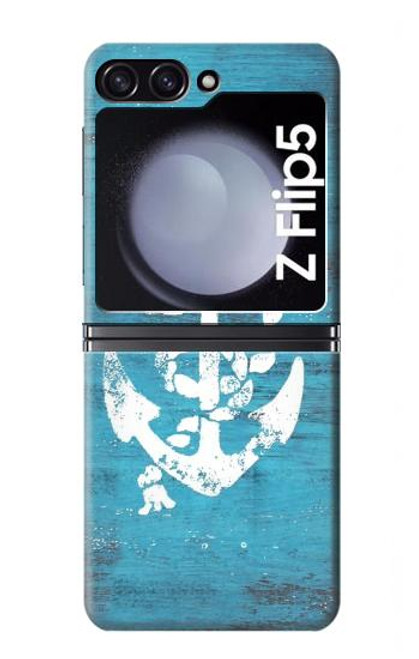S3053 Marin Blue Anchor Etui Coque Housse pour Samsung Galaxy Z Flip 5