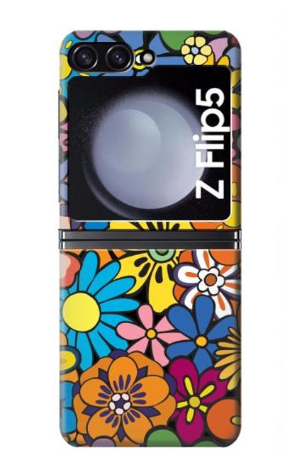 S3281 Motif coloré Hippie Fleurs Etui Coque Housse pour Samsung Galaxy Z Flip 5