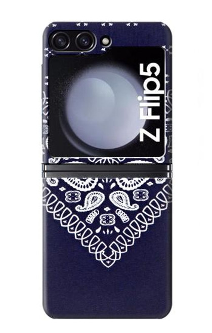 S3357 Marine Bleu Bandana Motif Etui Coque Housse pour Samsung Galaxy Z Flip 5