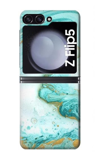 S3399 Vert Marbre Imprimer Graphique Etui Coque Housse pour Samsung Galaxy Z Flip 5