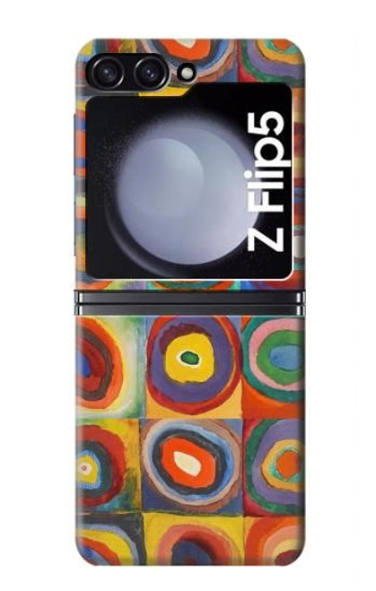 S3409 Carrés cercles concentriques Etui Coque Housse pour Samsung Galaxy Z Flip 5