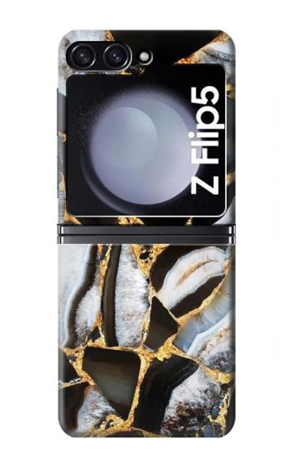 S3419 Imprimer Graphique en marbre d'or Etui Coque Housse pour Samsung Galaxy Z Flip 5