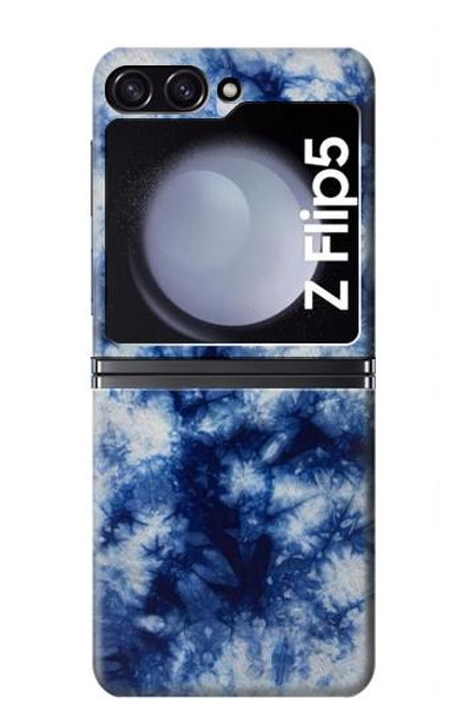 S3439 Tissu Indigo Tie Dye Etui Coque Housse pour Samsung Galaxy Z Flip 5