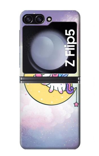 S3485 Mignon sommeil Licorne Etui Coque Housse pour Samsung Galaxy Z Flip 5