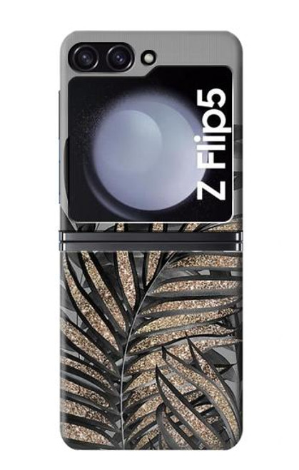 S3692 Feuilles de palmier gris noir Etui Coque Housse pour Samsung Galaxy Z Flip 5