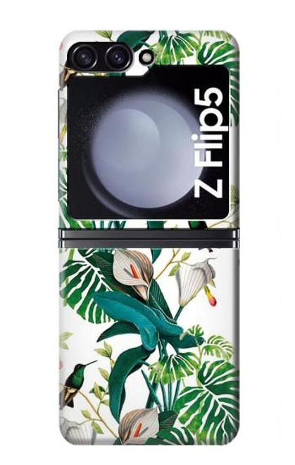 S3697 Oiseaux de la vie des feuilles Etui Coque Housse pour Samsung Galaxy Z Flip 5