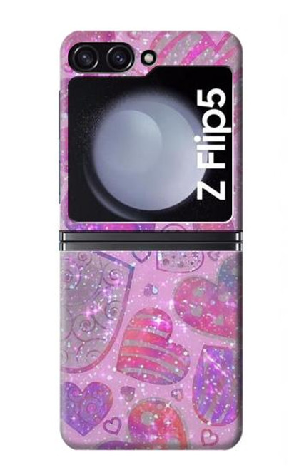 S3710 Coeur d'amour rose Etui Coque Housse pour Samsung Galaxy Z Flip 5