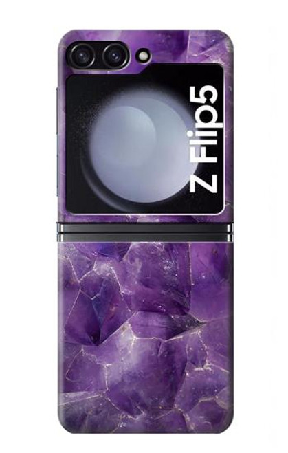 S3713 Graphique violet améthyste à quartz imprimé Etui Coque Housse pour Samsung Galaxy Z Flip 5