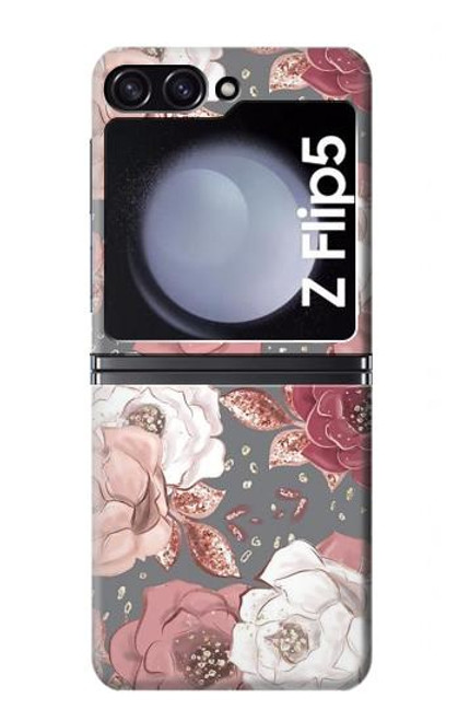S3716 Motif floral rose Etui Coque Housse pour Samsung Galaxy Z Flip 5