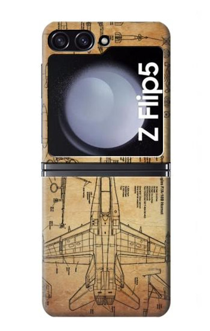 S3868 Plan d'avion vieux papier Etui Coque Housse pour Samsung Galaxy Z Flip 5