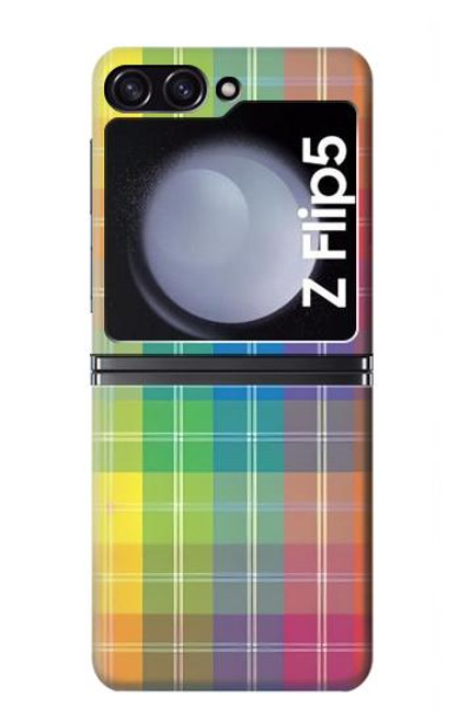 S3942 Tartan à carreaux arc-en-ciel LGBTQ Etui Coque Housse pour Samsung Galaxy Z Flip 5