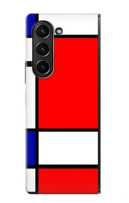 S0157 Composition Rouge Bleu Jaune Etui Coque Housse pour Samsung Galaxy Z Fold 5