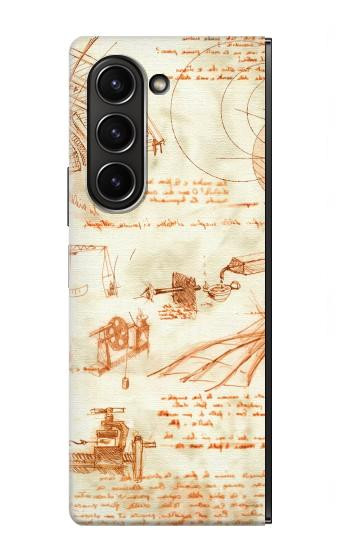 S0566 Dessin technique Da Vinci Etui Coque Housse pour Samsung Galaxy Z Fold 5