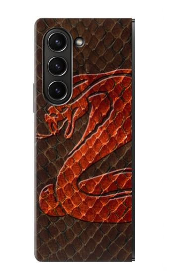 S0663 Cobra Serpent Peau Etui Coque Housse pour Samsung Galaxy Z Fold 5