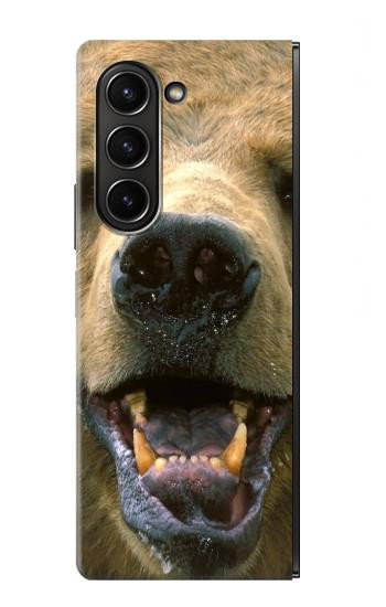 S0840 Grizzly Bear visage Etui Coque Housse pour Samsung Galaxy Z Fold 5