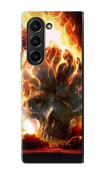 S0863 De feu crâne Etui Coque Housse pour Samsung Galaxy Z Fold 5