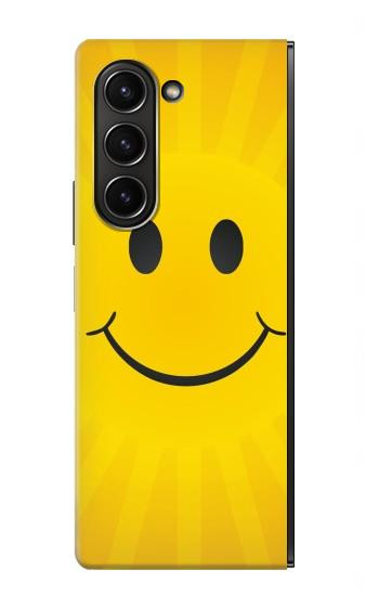 S1146 Sourire Soleil Jaune Etui Coque Housse pour Samsung Galaxy Z Fold 5