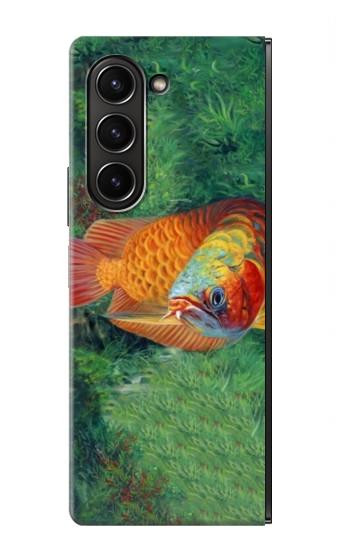 S1157 Rouge Arowana Poisson Etui Coque Housse pour Samsung Galaxy Z Fold 5