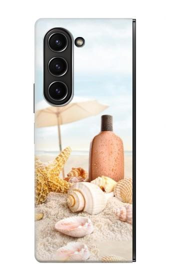 S1425 Seashells sur la plage Etui Coque Housse pour Samsung Galaxy Z Fold 5