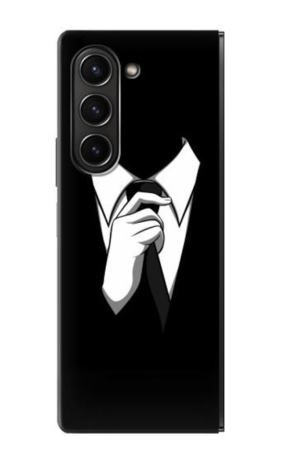 S1591 Anonymous Homme en Costume Noir Etui Coque Housse pour Samsung Galaxy Z Fold 5