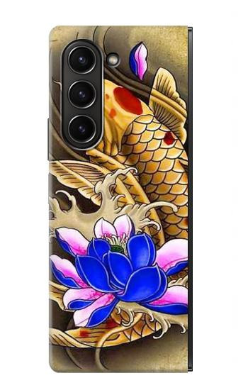 S1604 Carpe Koi poisson japonais Tatouage Etui Coque Housse pour Samsung Galaxy Z Fold 5