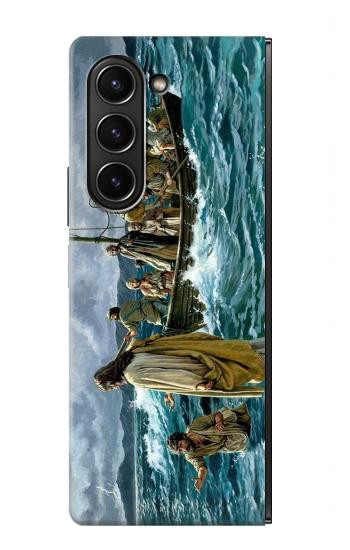 S1722 Jésus marcher sur la mer Etui Coque Housse pour Samsung Galaxy Z Fold 5