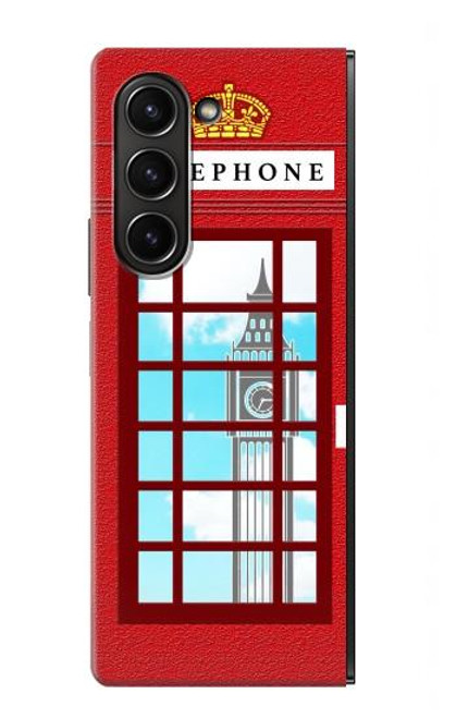 S2059 Angleterre britannique Cabine téléphonique Minimaliste Etui Coque Housse pour Samsung Galaxy Z Fold 5