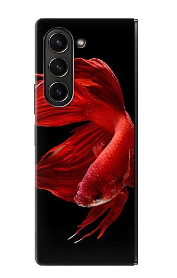 S2092 Rouge Poisson Combattant Etui Coque Housse pour Samsung Galaxy Z Fold 5