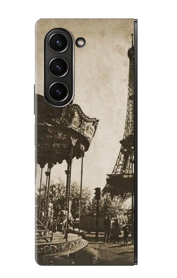 S2174 Tour Eiffel Paris Millésime Etui Coque Housse pour Samsung Galaxy Z Fold 5