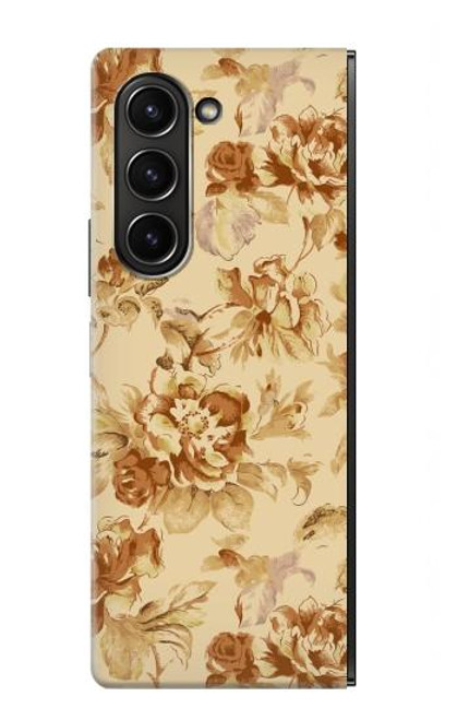 S2180 Motif Fleur Floral Millésime Etui Coque Housse pour Samsung Galaxy Z Fold 5